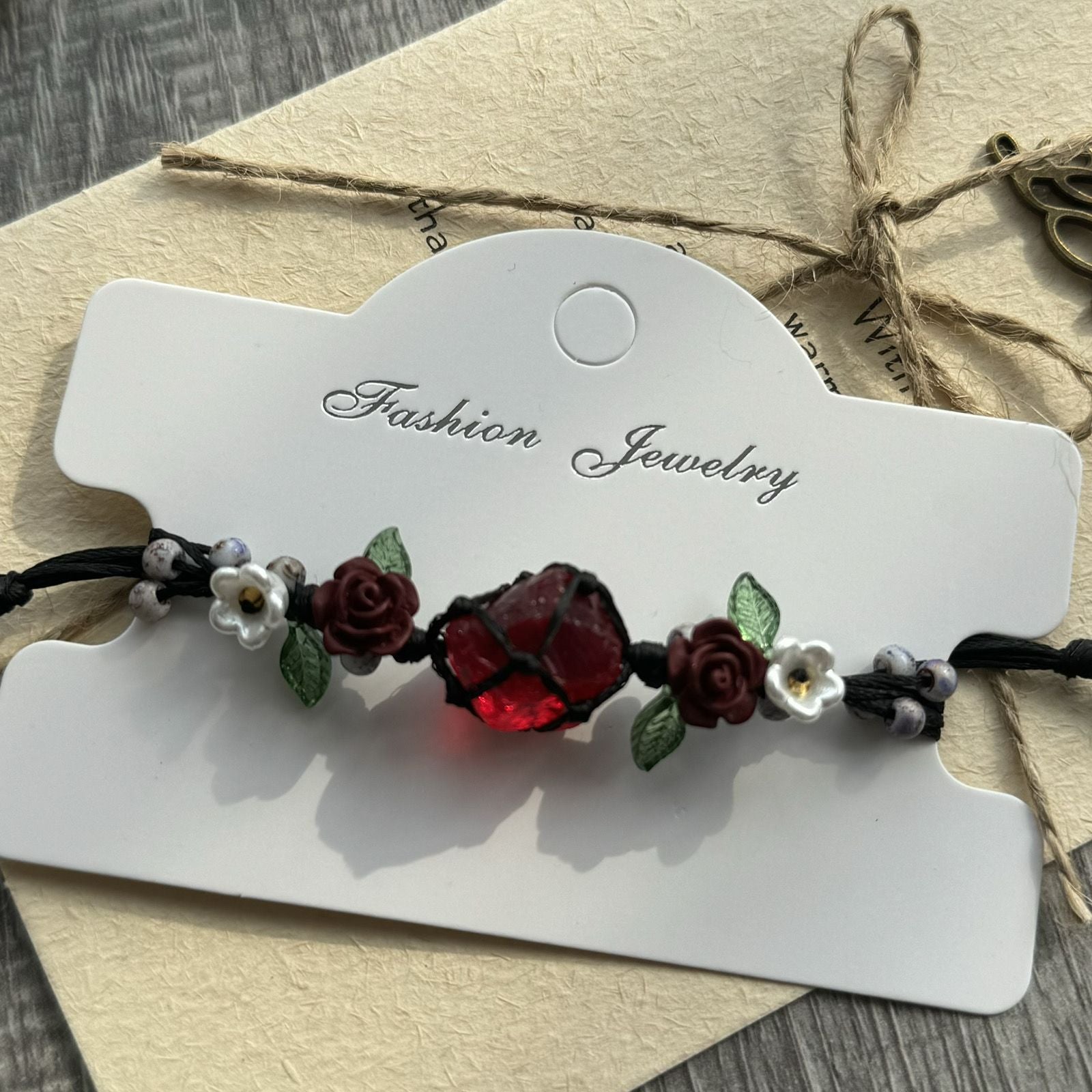 Handmade natural red crystal bracelet