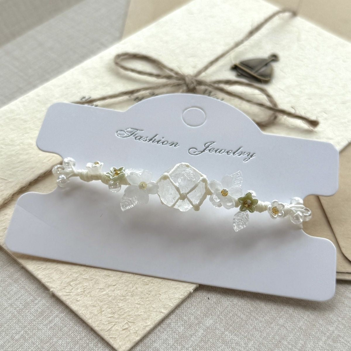 Handmade natural white crystal bracelet