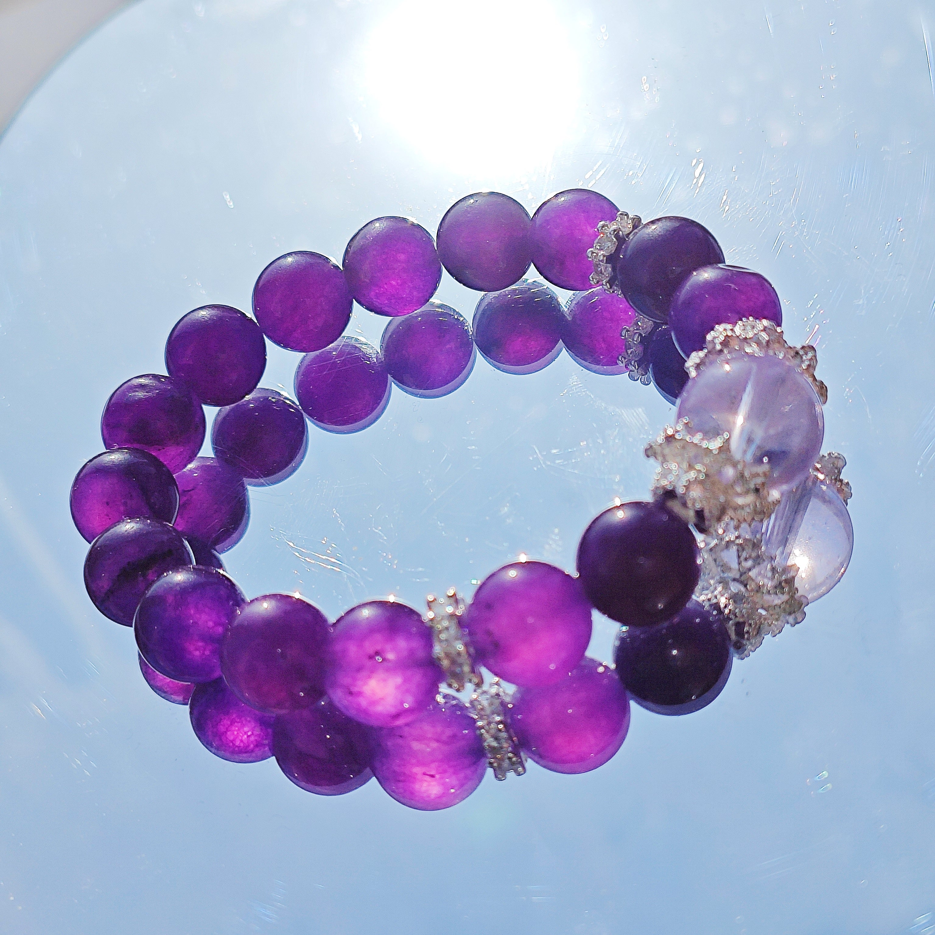 Natural purple Uruguayan crystal bracelet