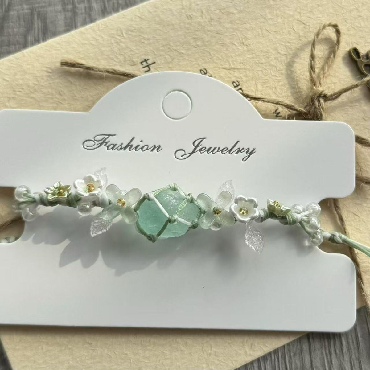 Handmade natural green crystal bracelet