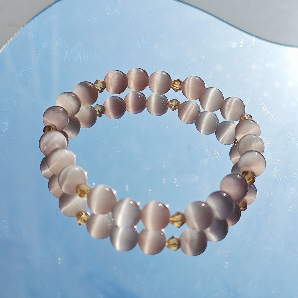 Natural pink ice crystal bracelet